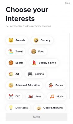 Choose your interests TikTok