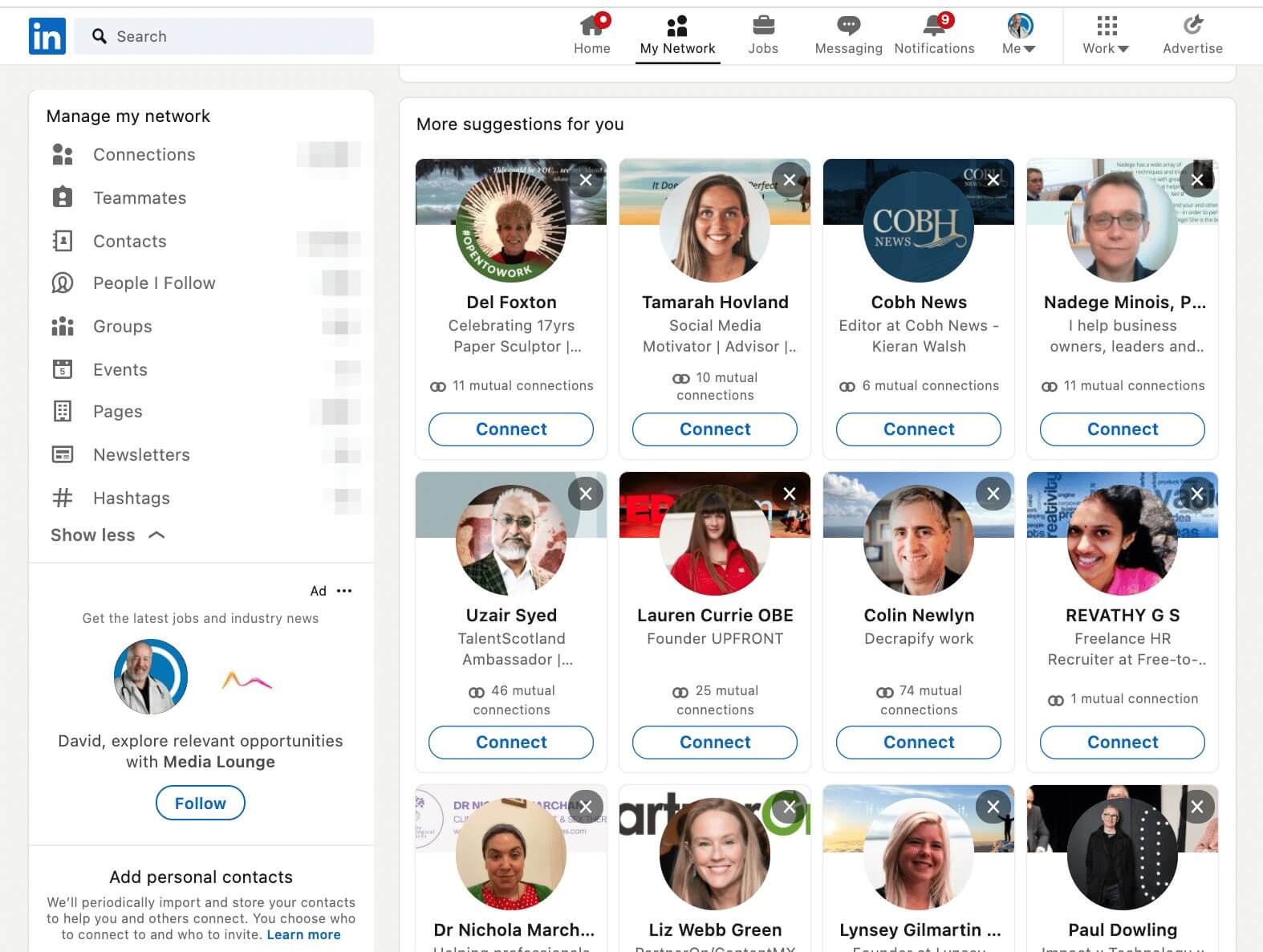 linkedin manage connections remove screen add quality qualify find search linkedin doctor david petherick